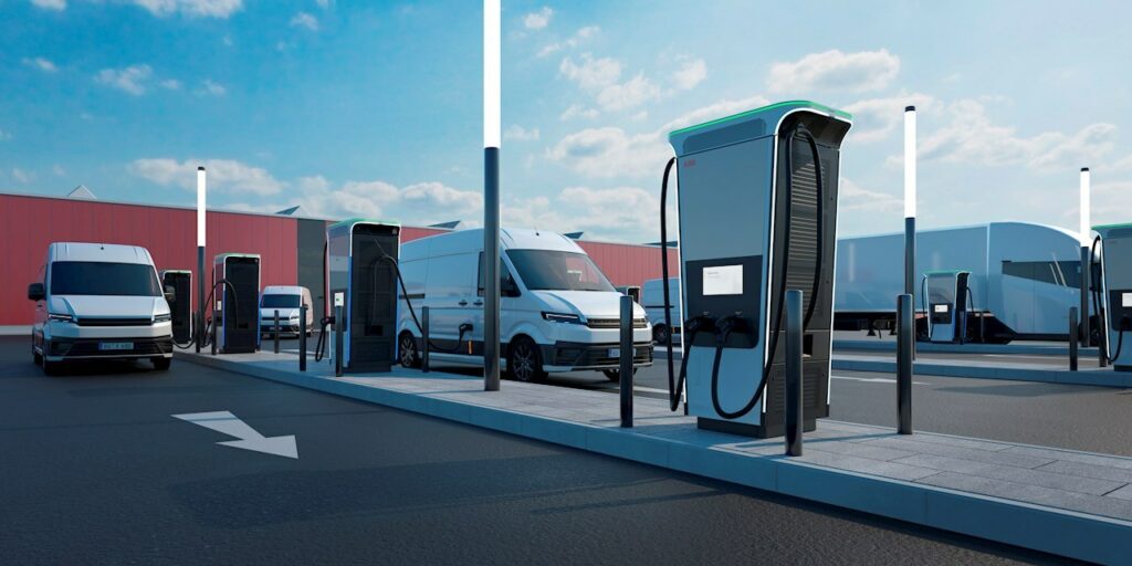 The Terra 360 charger allows up to four electric vehicles to charge at once. Image: ABB.