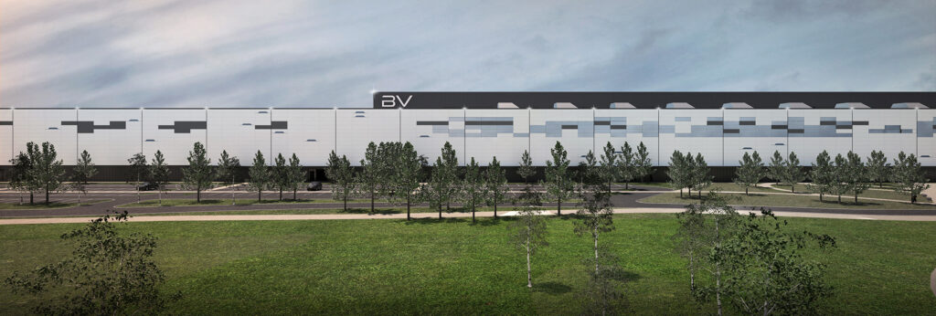 A render of the proposed Britishvolt battery gigafactory that is now set to supply the energy storage industry in the UK.
