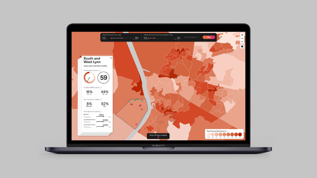 Fuel poverty risk map example. Credit: UrbanTide.