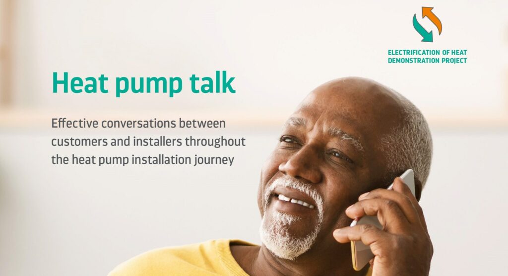 The guide provides example answers to frequently asked questions about the entire installation journey and supplies installers with lead questions to determine a property’s suitability for heat pumps. Image: ESC.