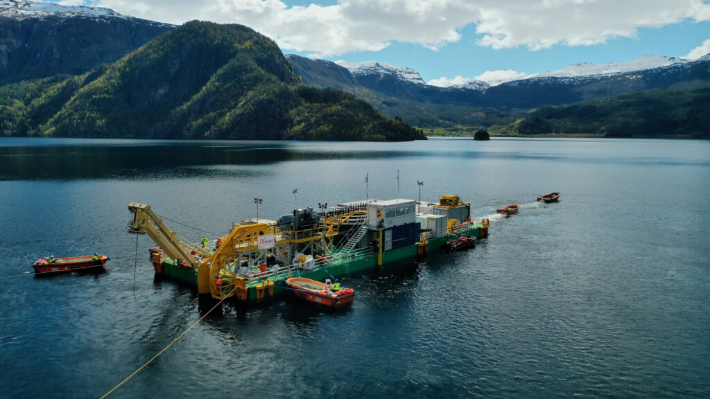 One of the specialist barges used to construct North Sea Link