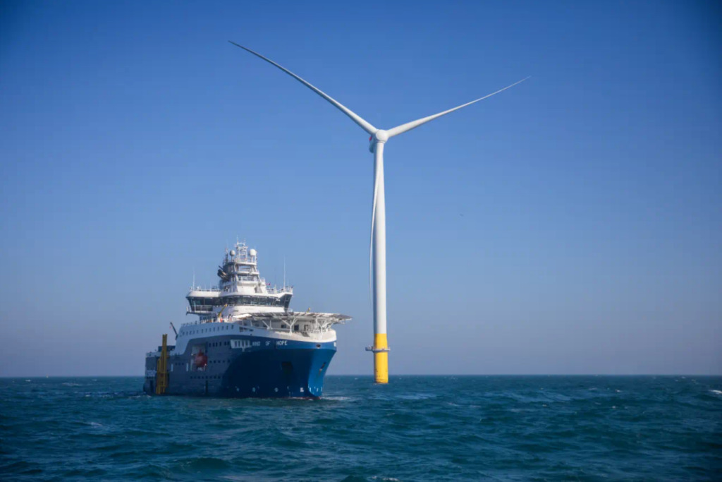 Hornsea 2 offshore wind farm (above) entered full operational in 2022. Image: Ørsted.