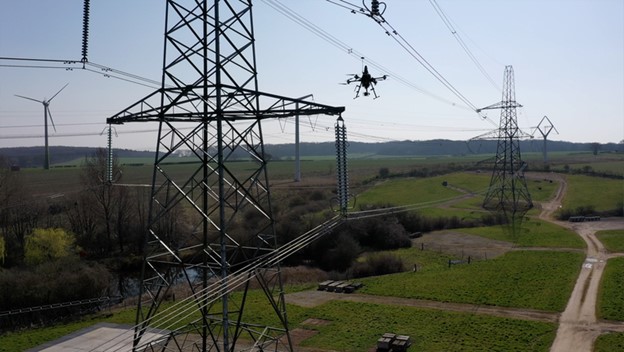 National Grid is also trialling autonomous drones for visual monitoring of pylons. Image: National Grid.