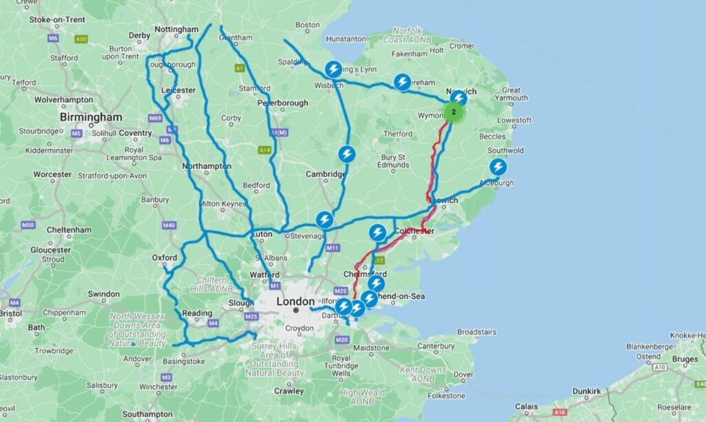 A map of proposed connections for National Grid's East Anglia GREEN project. Image: National Grid