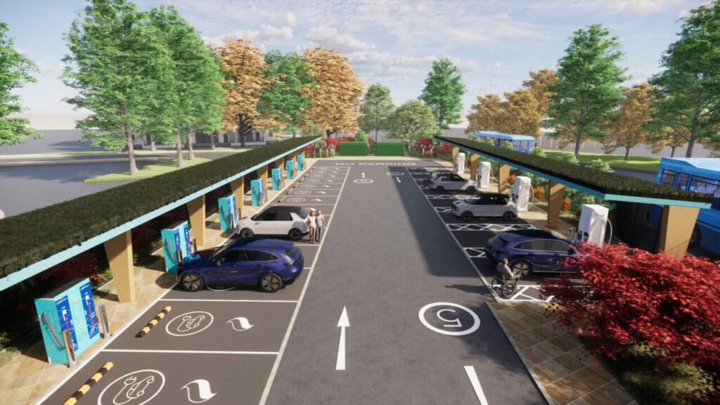 SSE's Myrekirk Dundee EV charging site design. Image: SSE