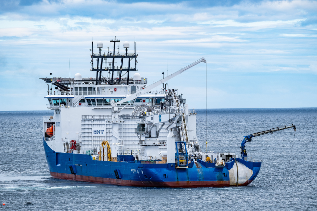 A ship helping to lay undersea cables. Image: SSEN Transmission
