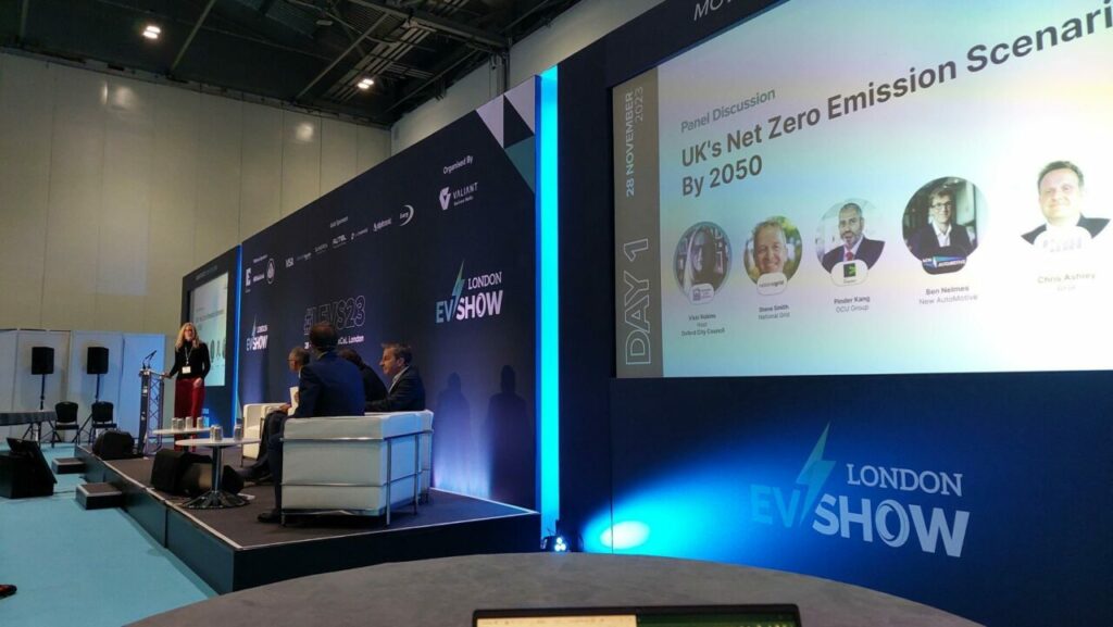 The panel discussed the topic on the first day of the London EV Show 2023. Image: Solar Media.