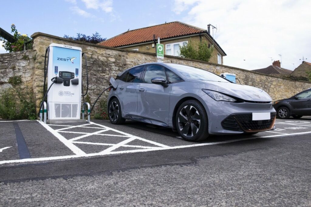 grey car charging on Zest EV charger £2.1 m partnership with Bromsgrove and Redditch Councils