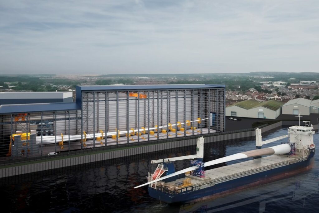 A render of a new wind turbine testing facility