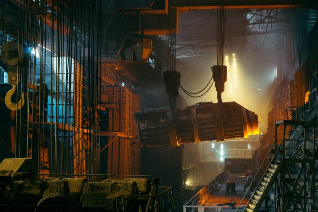 Internal steel works in operation