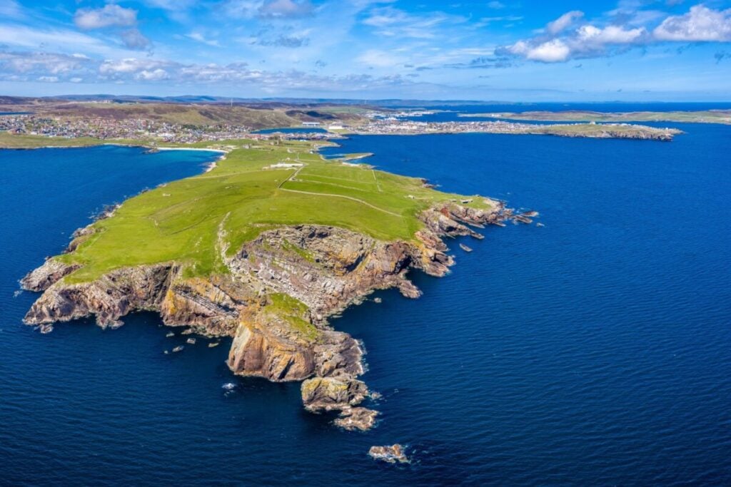 Aerial view of the Shetland Islands