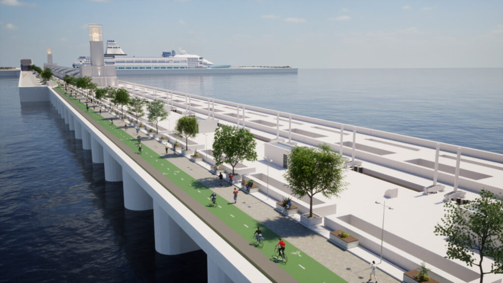 A 3D render of the proposed Mersey Tidal Power development.