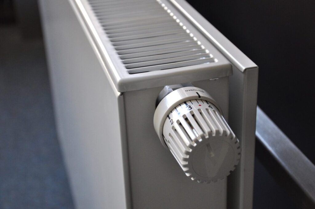 A close up of a white radiator