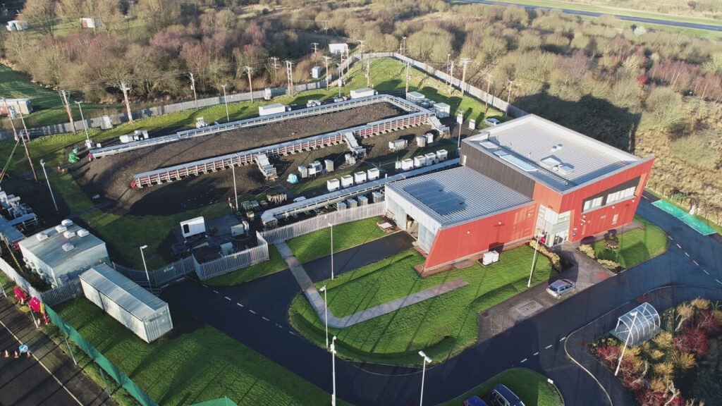 a red building from above