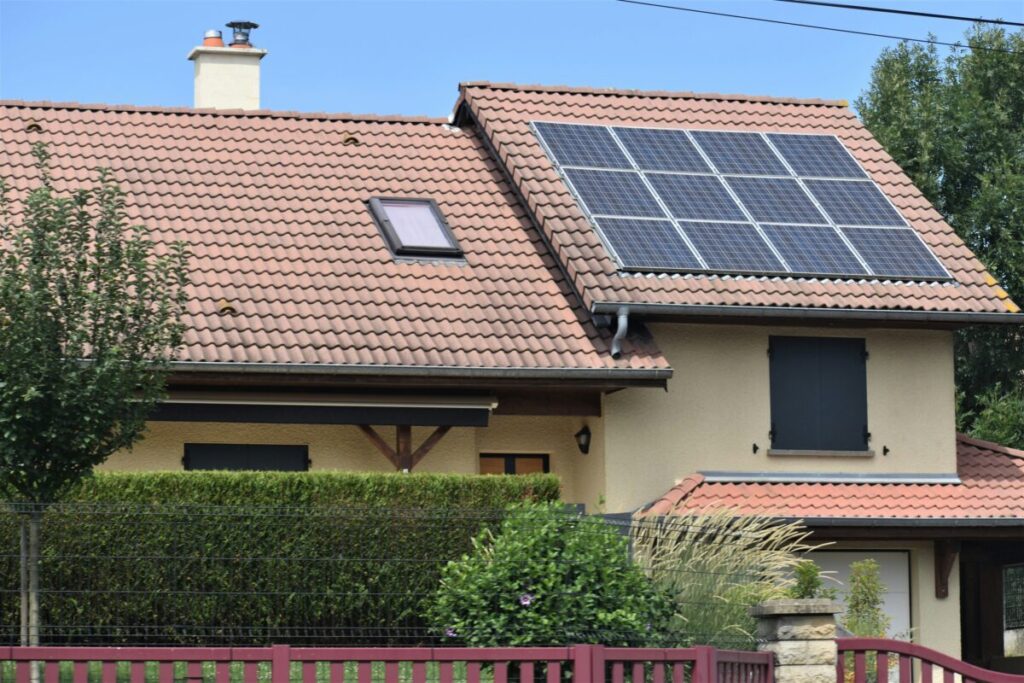 Solar panels on the roof of a house