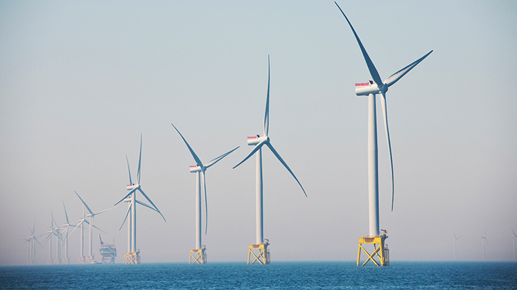 offshore wind turbines at sea