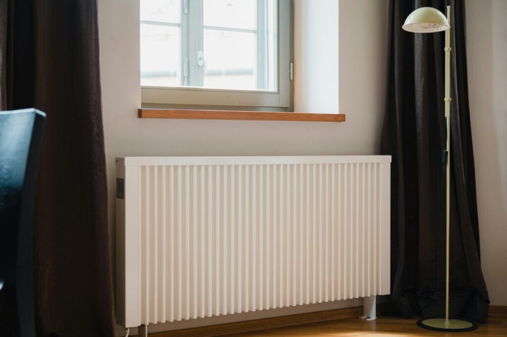 a radiator under a window