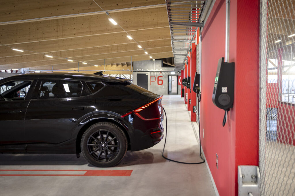 an EV plugged into a chargepoint