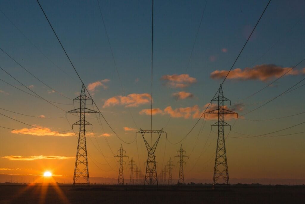 pylons at sunset