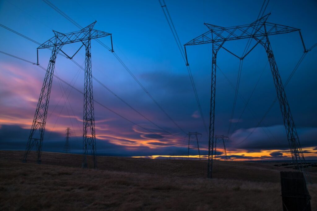pylons at sunset
