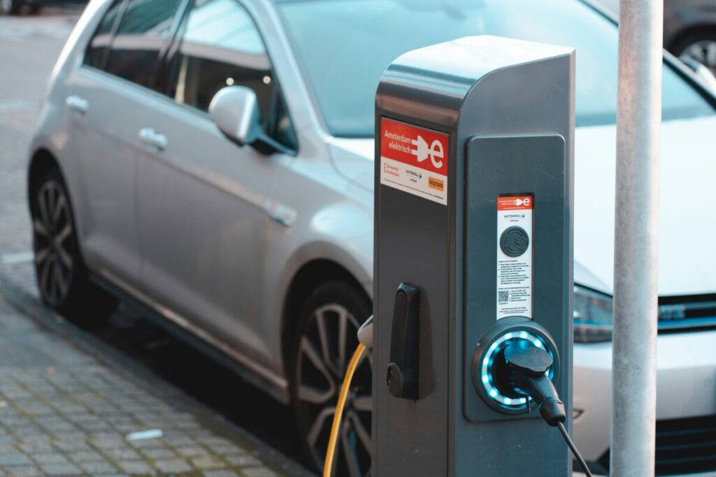 a car plugged into an ev charger