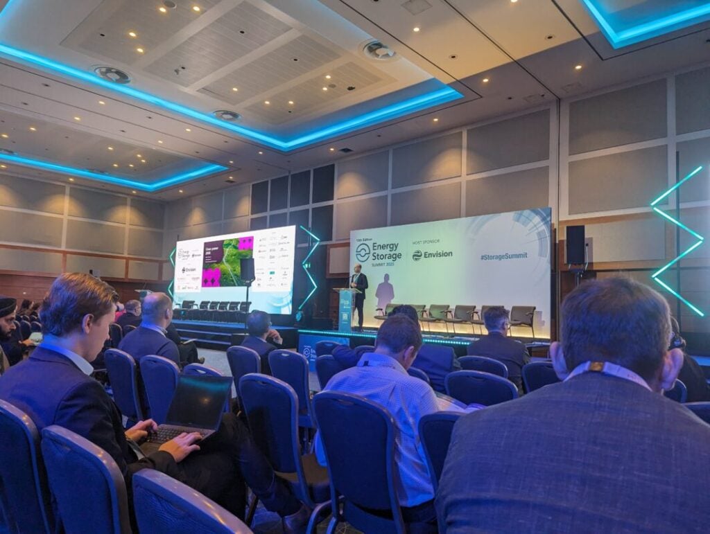 Mike Thompson speaks at the Energy Storage Summit.