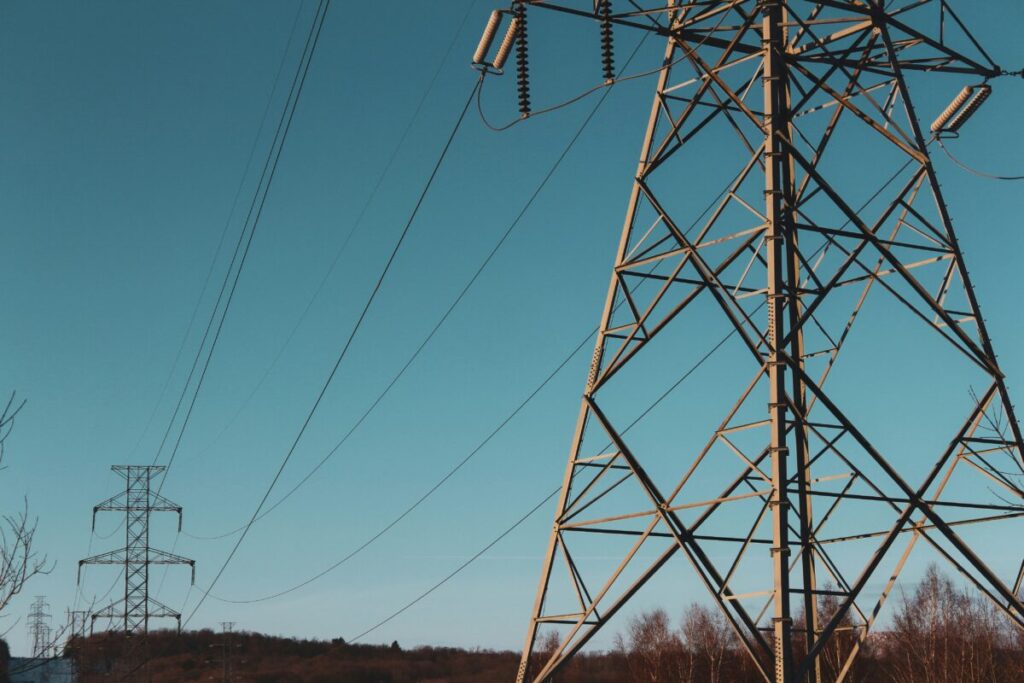 a pylon at dusk