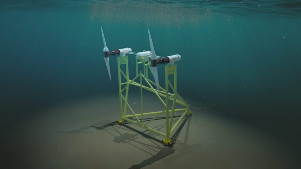 a 3d render of a tidal stream energy system