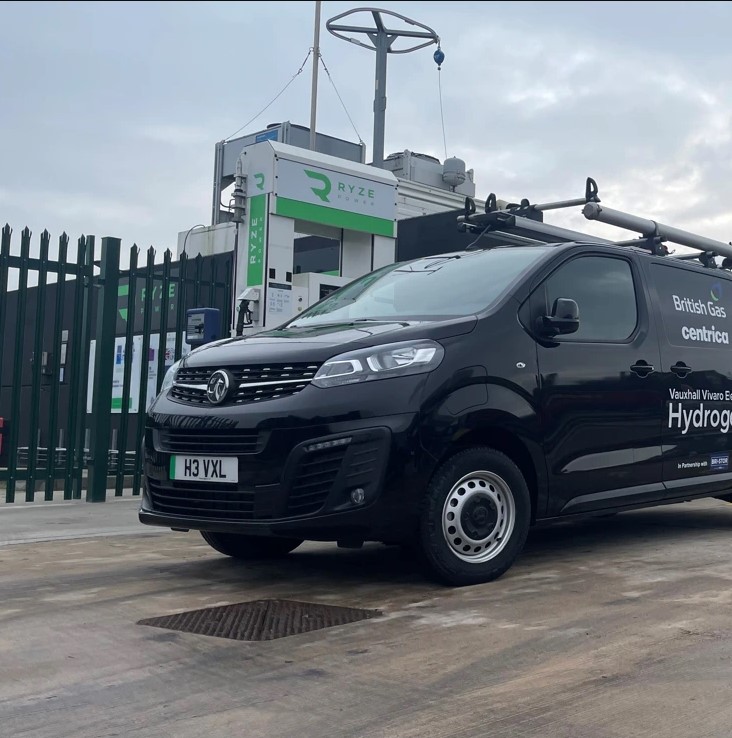 hydrogen van plugged in to refuel