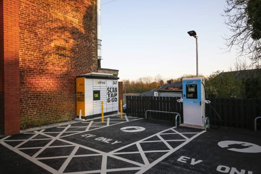 an ev charging carpark