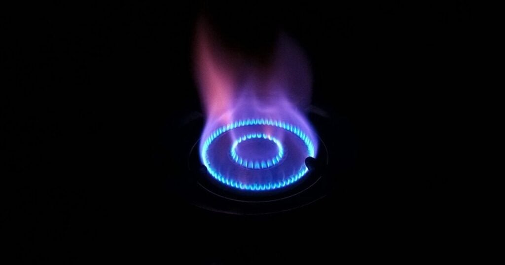 a close up of a gas hob flame