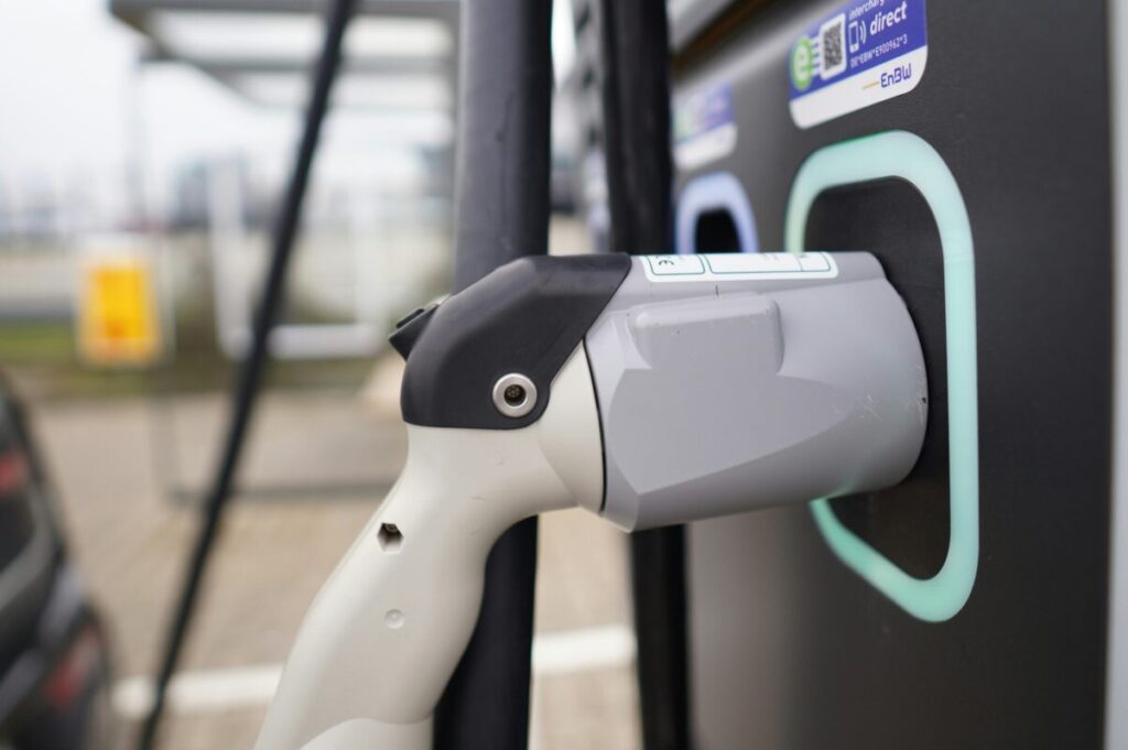 a close up of an ev charger