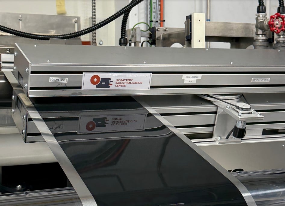 ev battery making machinery close up