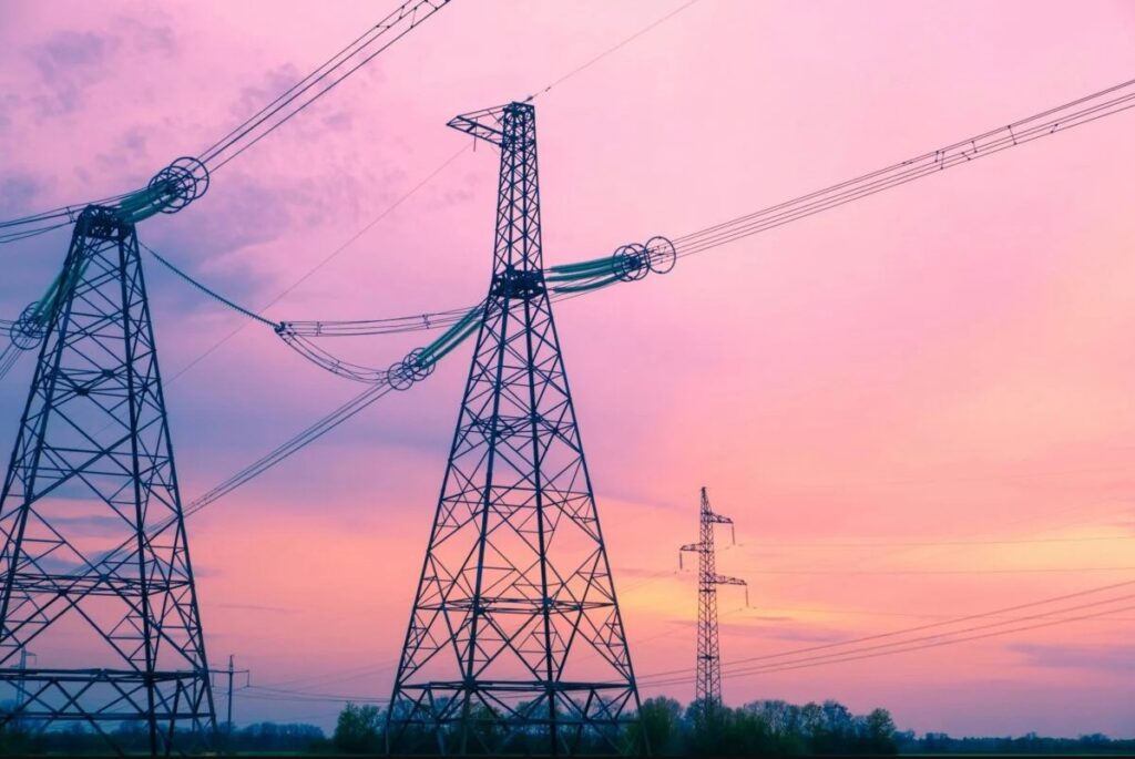 pylons at sunrise or sunset