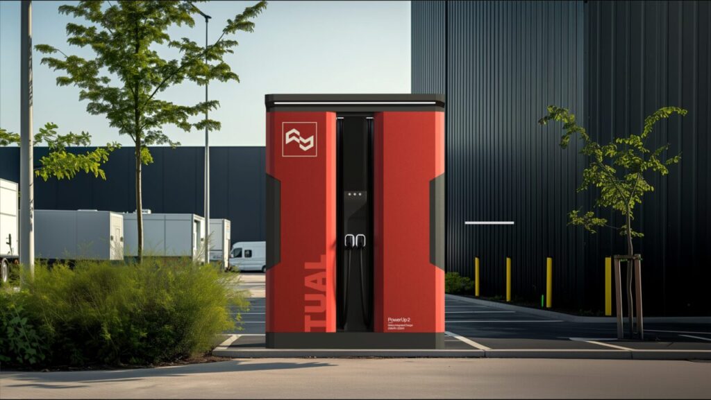 a TUAL power up charger in red