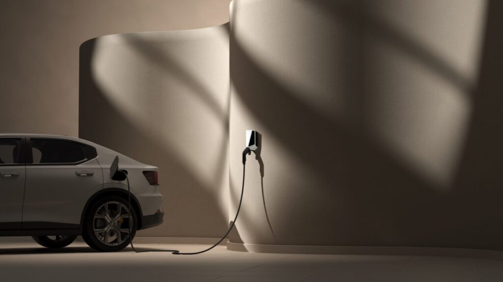 AN EV PLUGGED INTO AN EV CHARGER