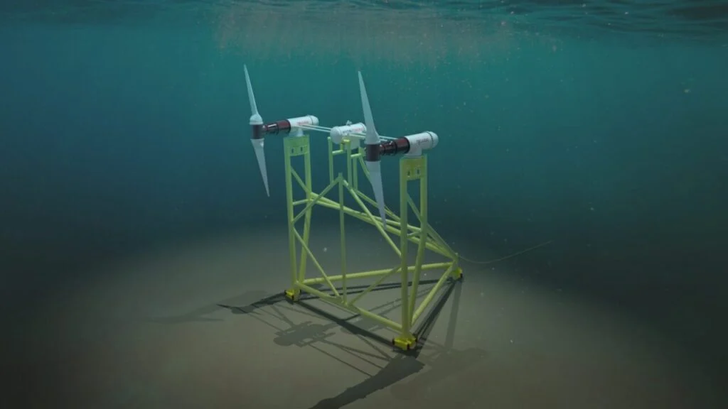 A 3D render of the hydrowing system.