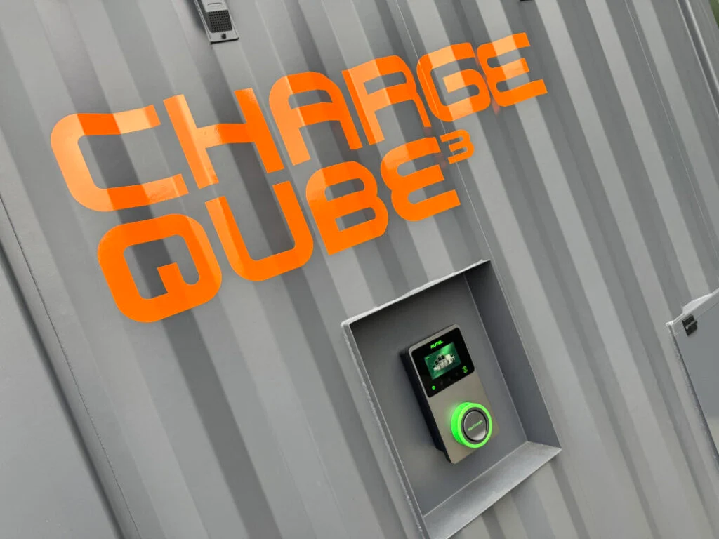 a close up of the charge qube