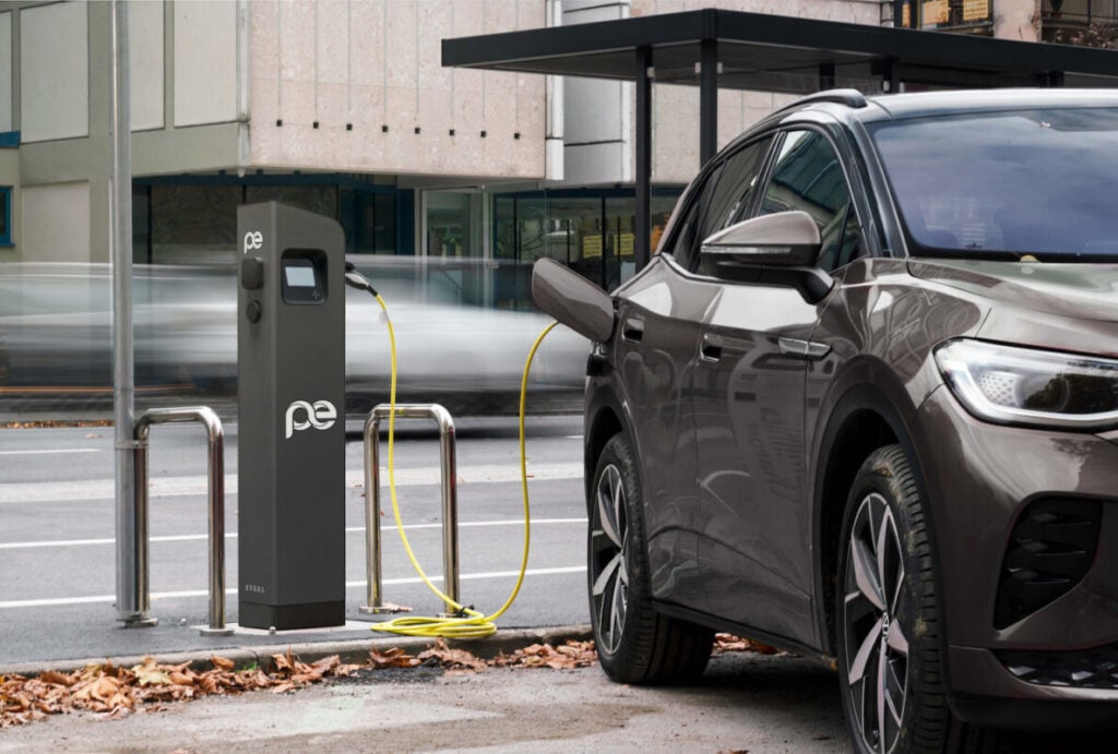 a car plugged into an ev charger