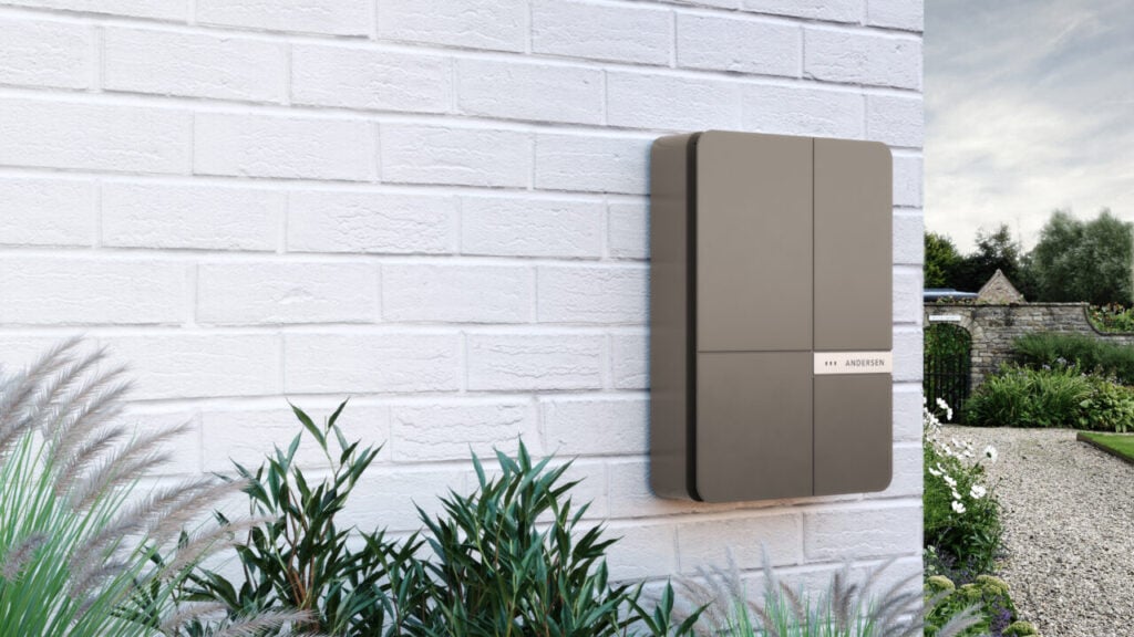 a steel ev charger box on an external wall