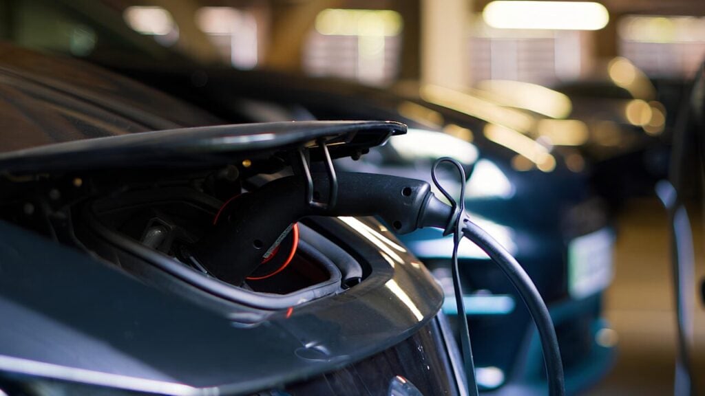 an ev plugged into an ev charger