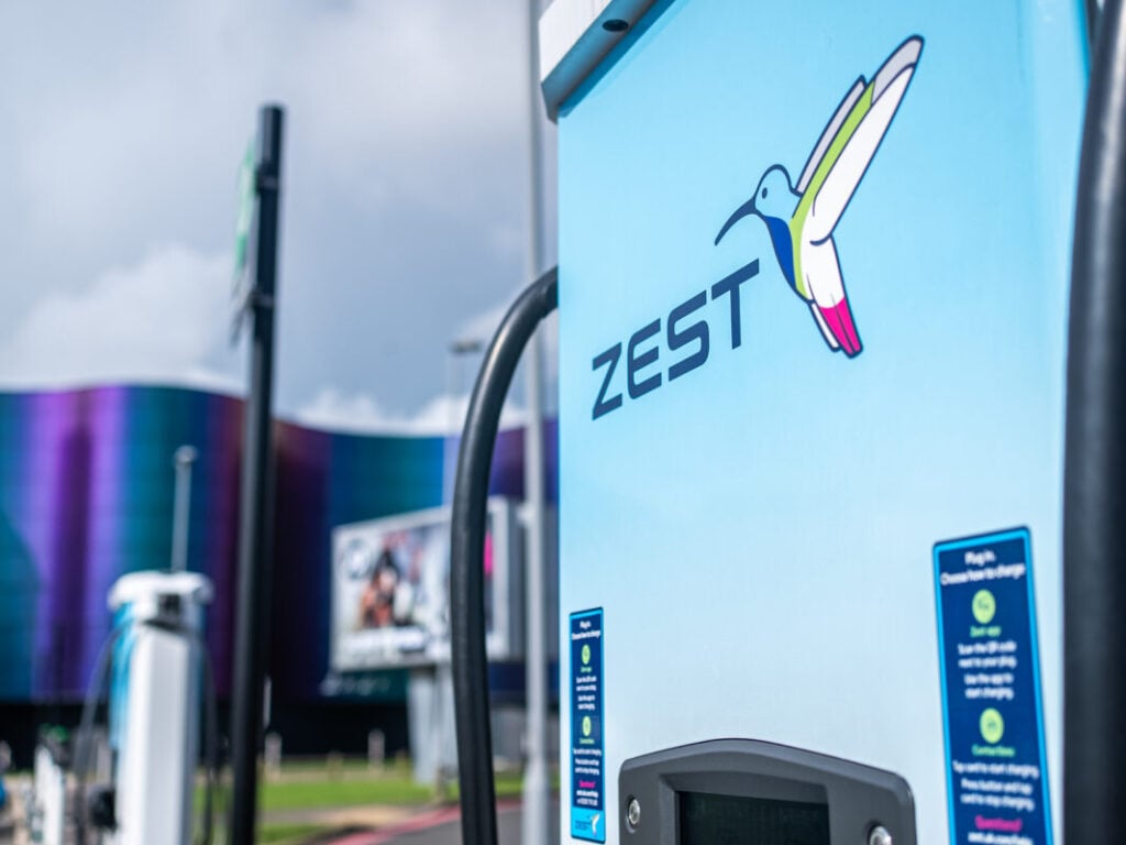 a close up of a zest EV charger