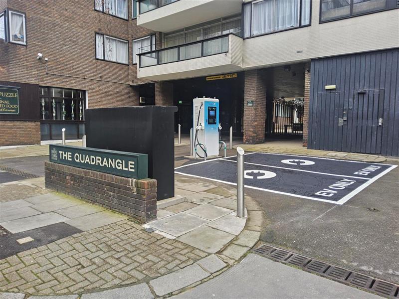 an ev charger in a car park