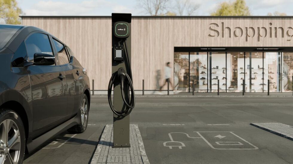 an ev charger in a car park
