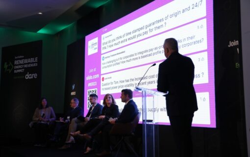 BBC News presenter Huw Edwards questions a panel at the RER Summit. Image: John Lubbock