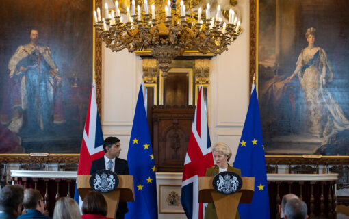 Prime Minister Rishi Sunak holds a joint press conference with the President of the European Commission Ursula von der Leyen in Windsor Guildhall. Picture by Simon Walker / No 10 Downing Street