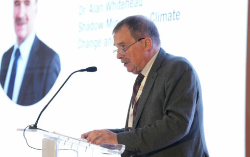 Dr Alan Whitehead speaking at the UK Solar Summit in July. Image: Solar Media