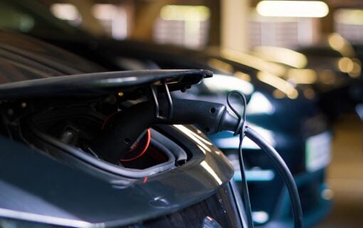 an ev plugged into an ev charger