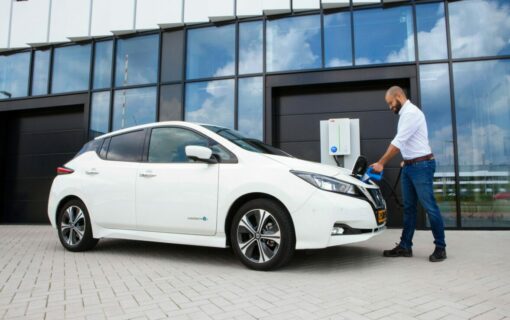 The V2G offering is to be available to fleet owners of Nissan’s LEAF and e-NV200 models. Image: EDF