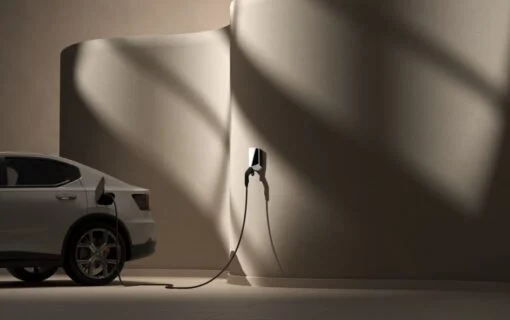 AN EV PLUGGED INTO AN EV CHARGER